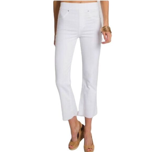 NEW SPANX Kick Flare Cropped White High Waisted Jeans US XS/ 2 - Picture 2 of 9